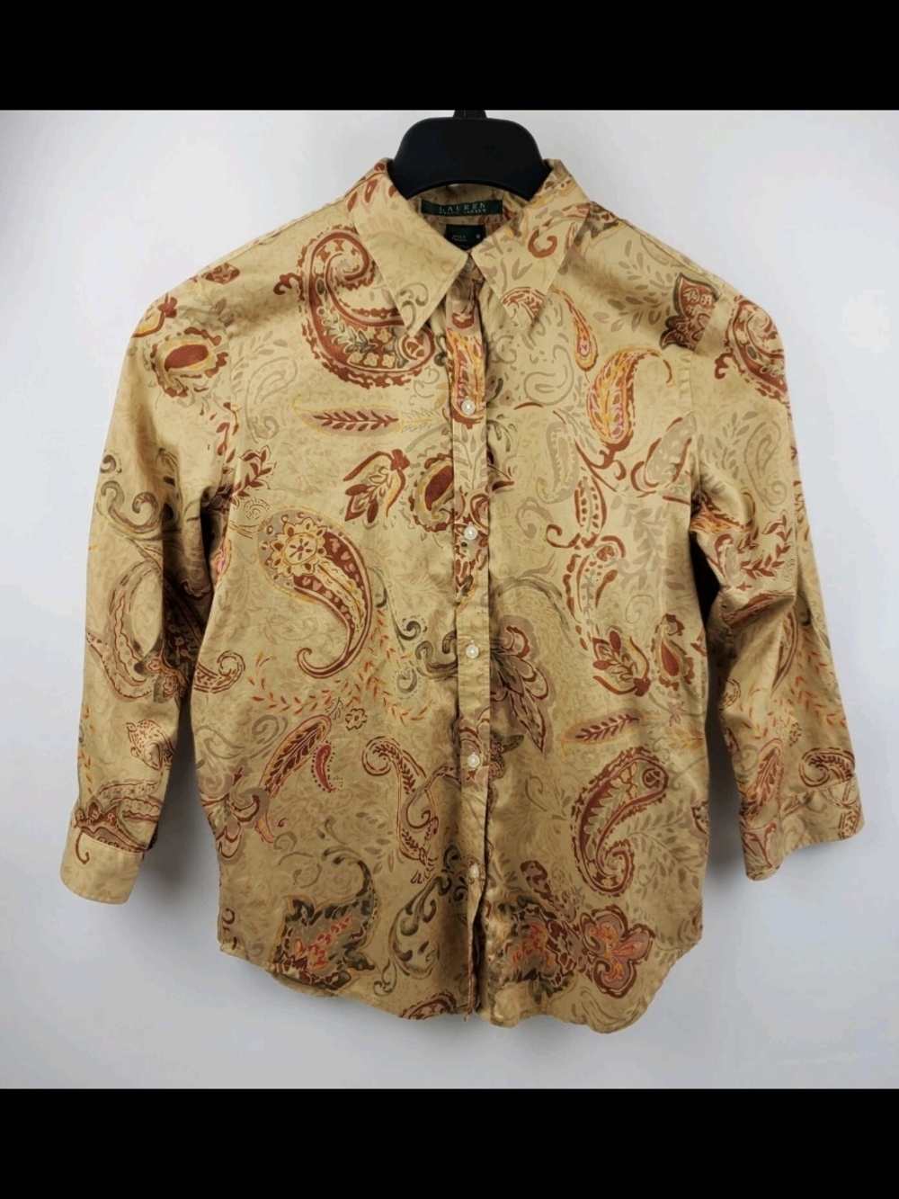 Lauren Ralph Lauren Paisley Button-Front Blouse - Beige & Rust
